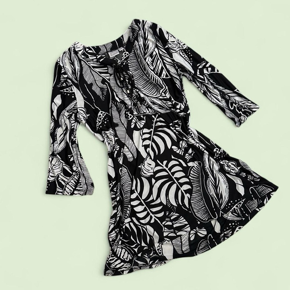 Black & White Floral Swim Coverup
